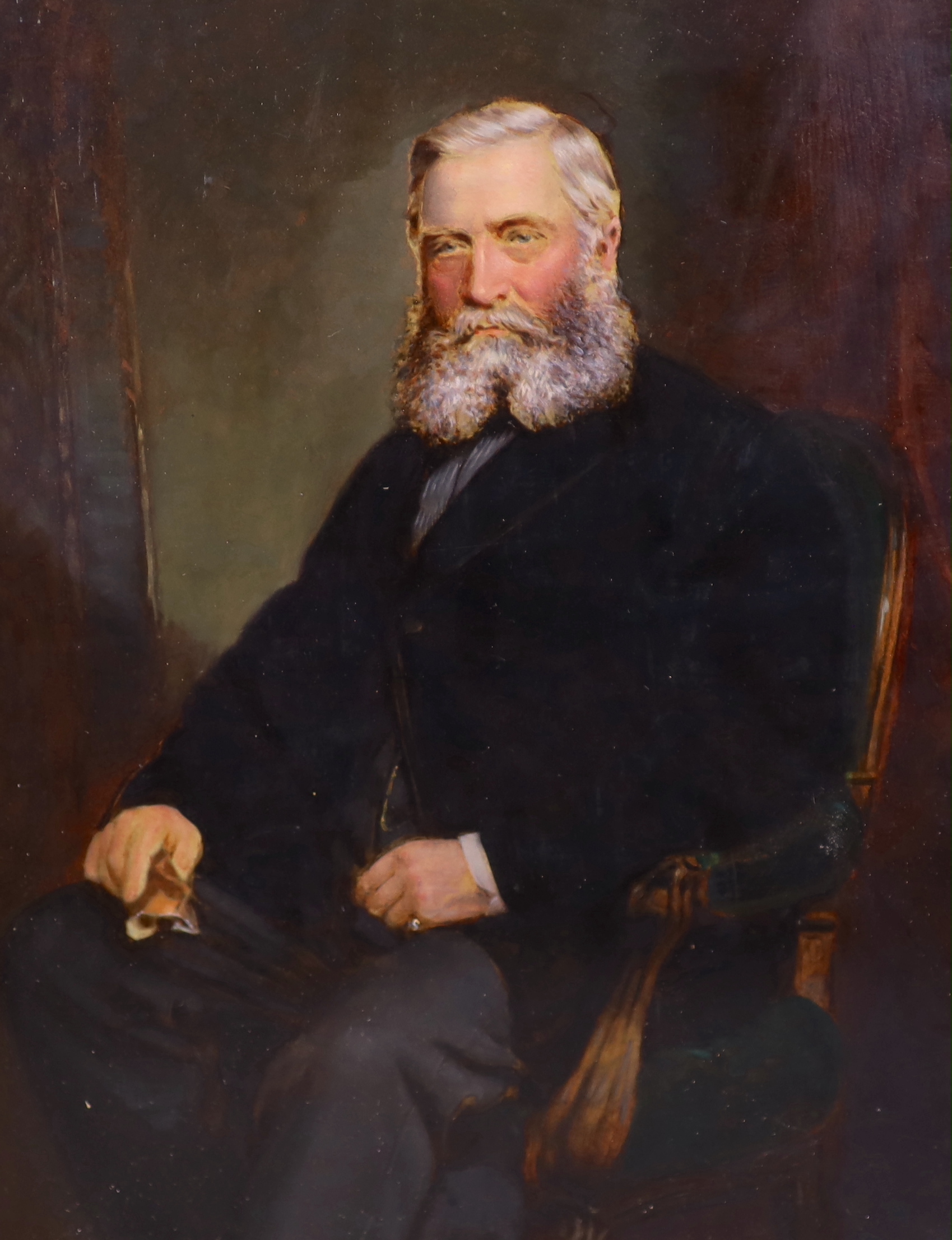 An Edwardian tinted photo, Portrait of a gentleman by Alexander Bassano (1828-1913), signed, 24 x 18cm